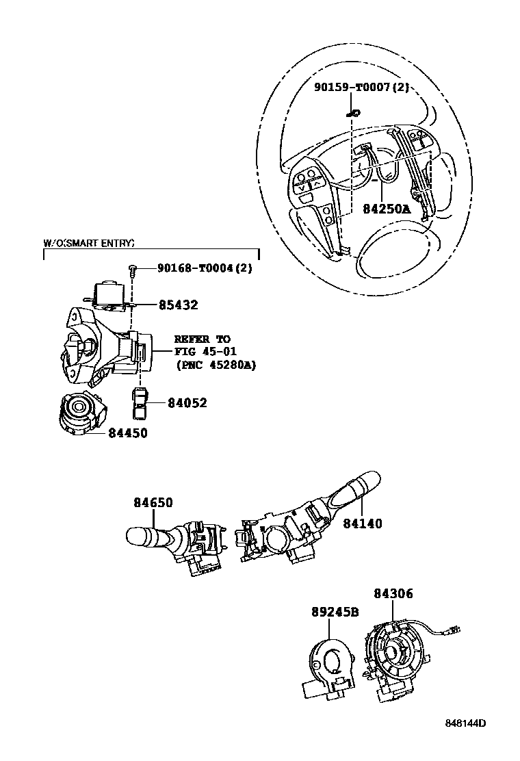 Toyota CAMRY 开关和继电器和ECU EPC diagram — 848144D
