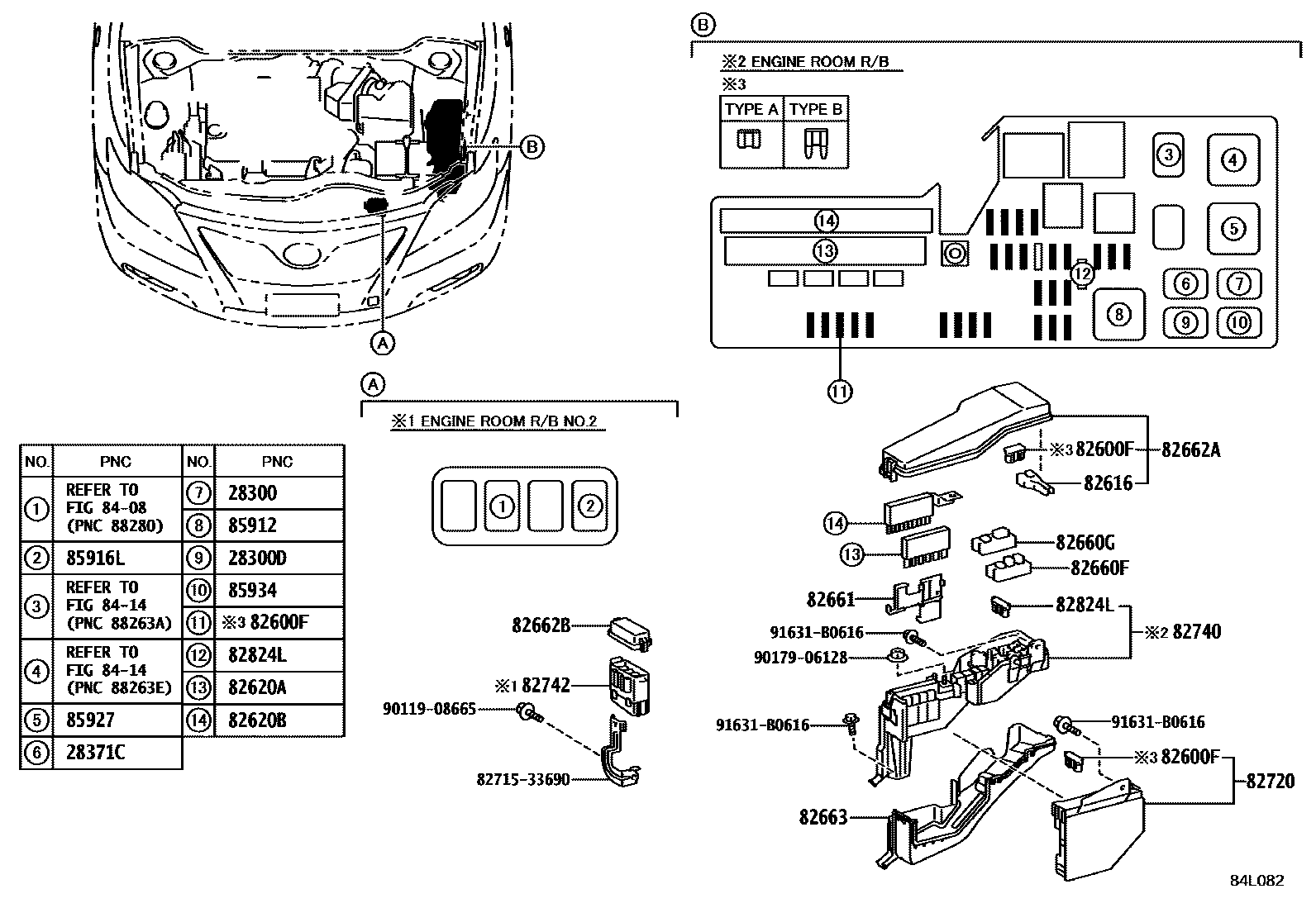 Toyota CAMRY 开关和继电器和ECU EPC diagram — 84L082