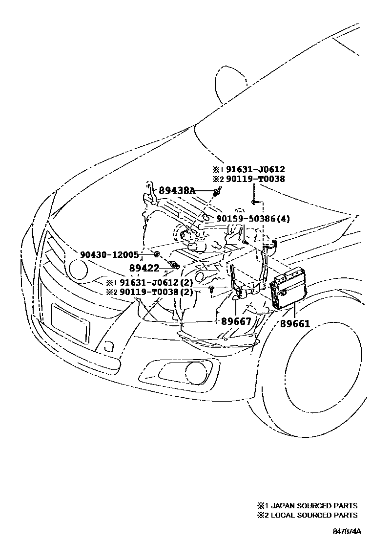 Toyota CAMRY 电子燃油喷射系统 EPC diagram — 847874A