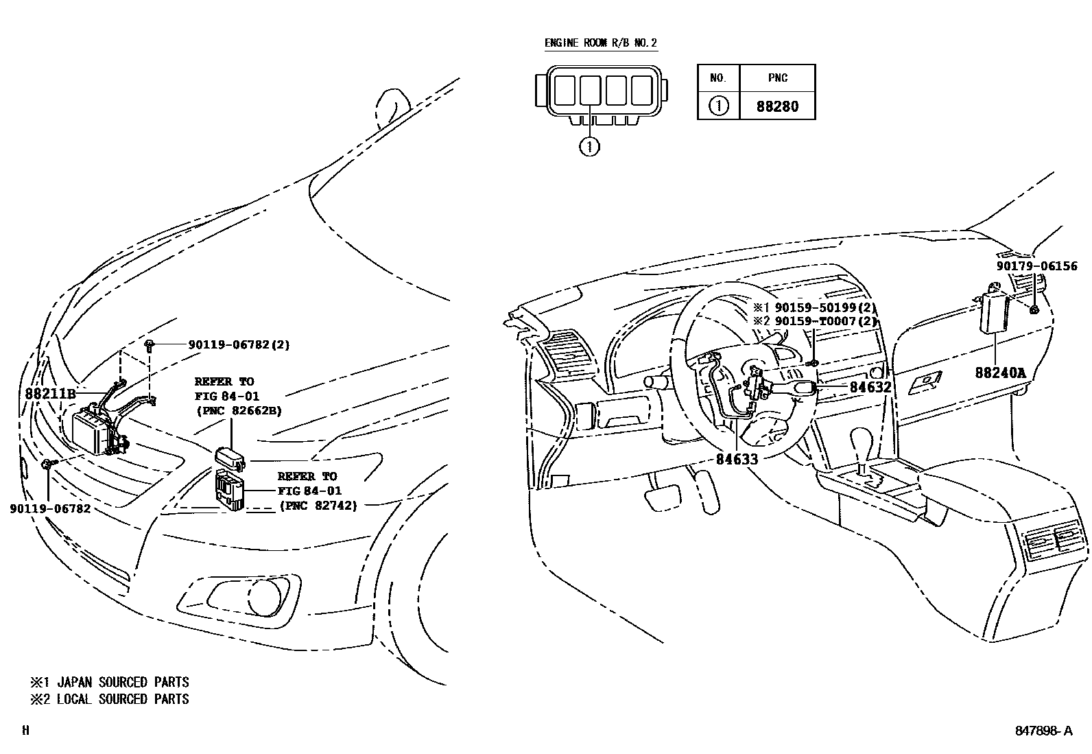 Toyota CAMRY 巡航控制(自动行驶) EPC diagram — 847898A