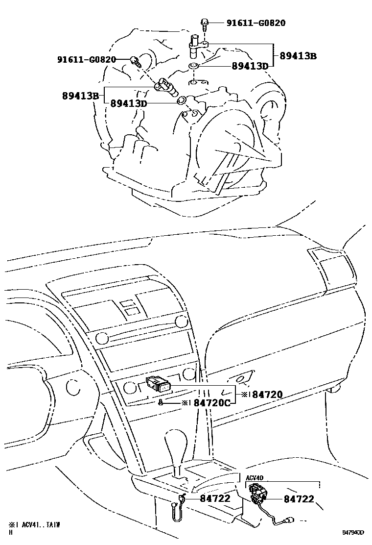 Toyota CAMRY 超速档和电子控制变速器 EPC diagram — 847940D