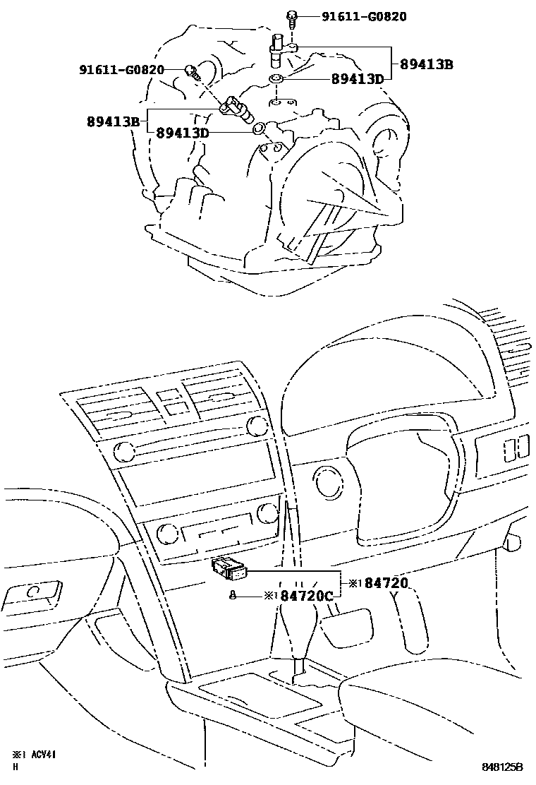 Toyota CAMRY 超速档和电子控制变速器 EPC diagram — 848125B