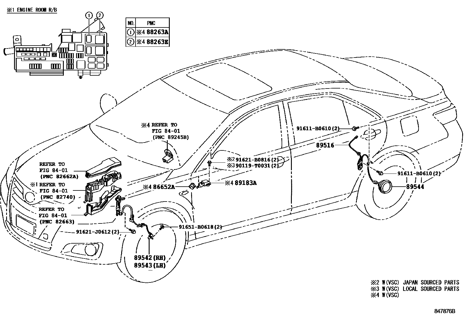 Toyota CAMRY ABS 和 VSC EPC diagram — 847876C
