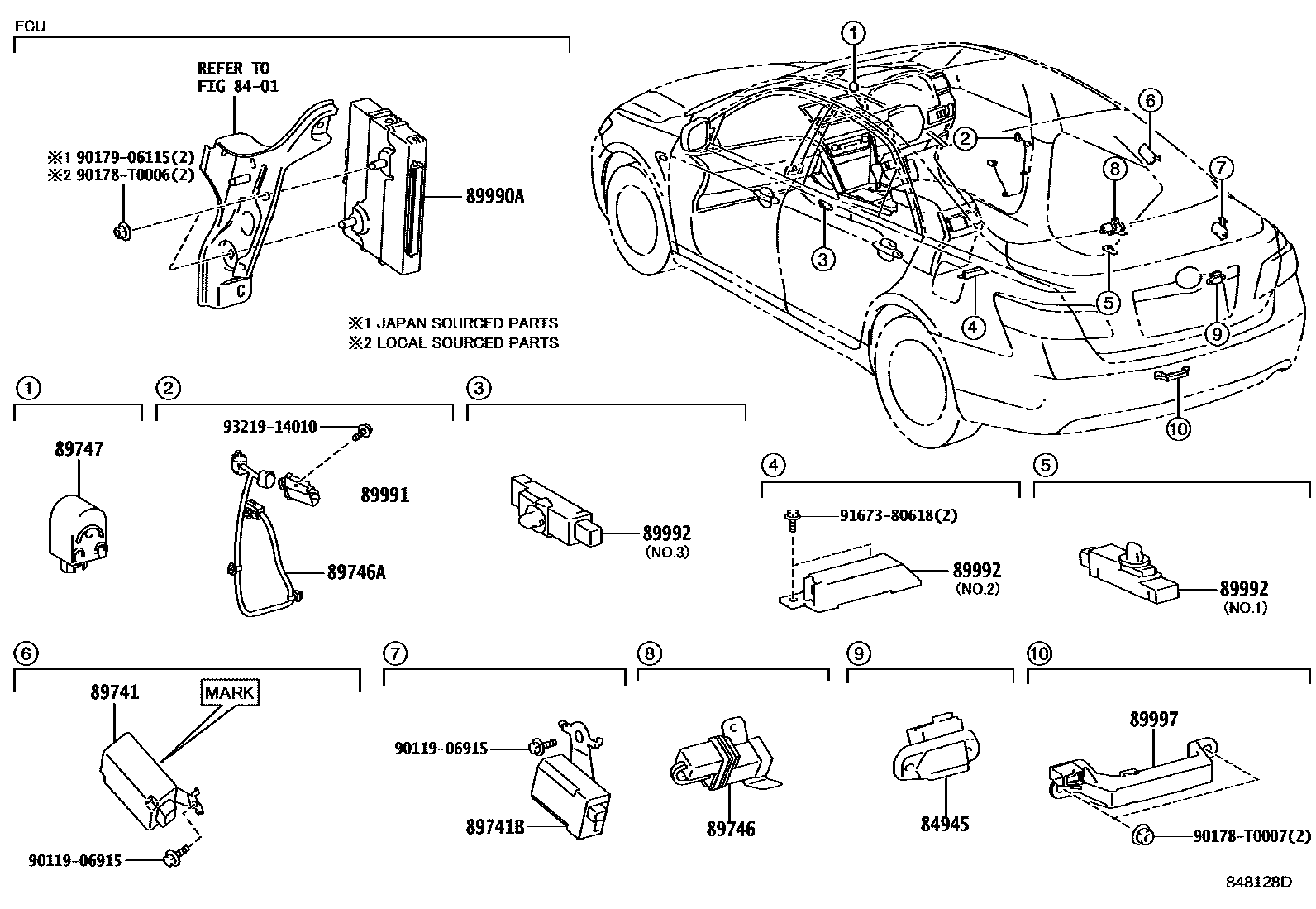 Toyota CAMRY 遥控门锁 EPC diagram — 848128D