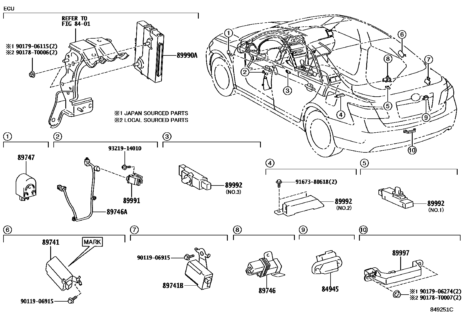 Toyota CAMRY 遥控门锁 EPC diagram — 849251C