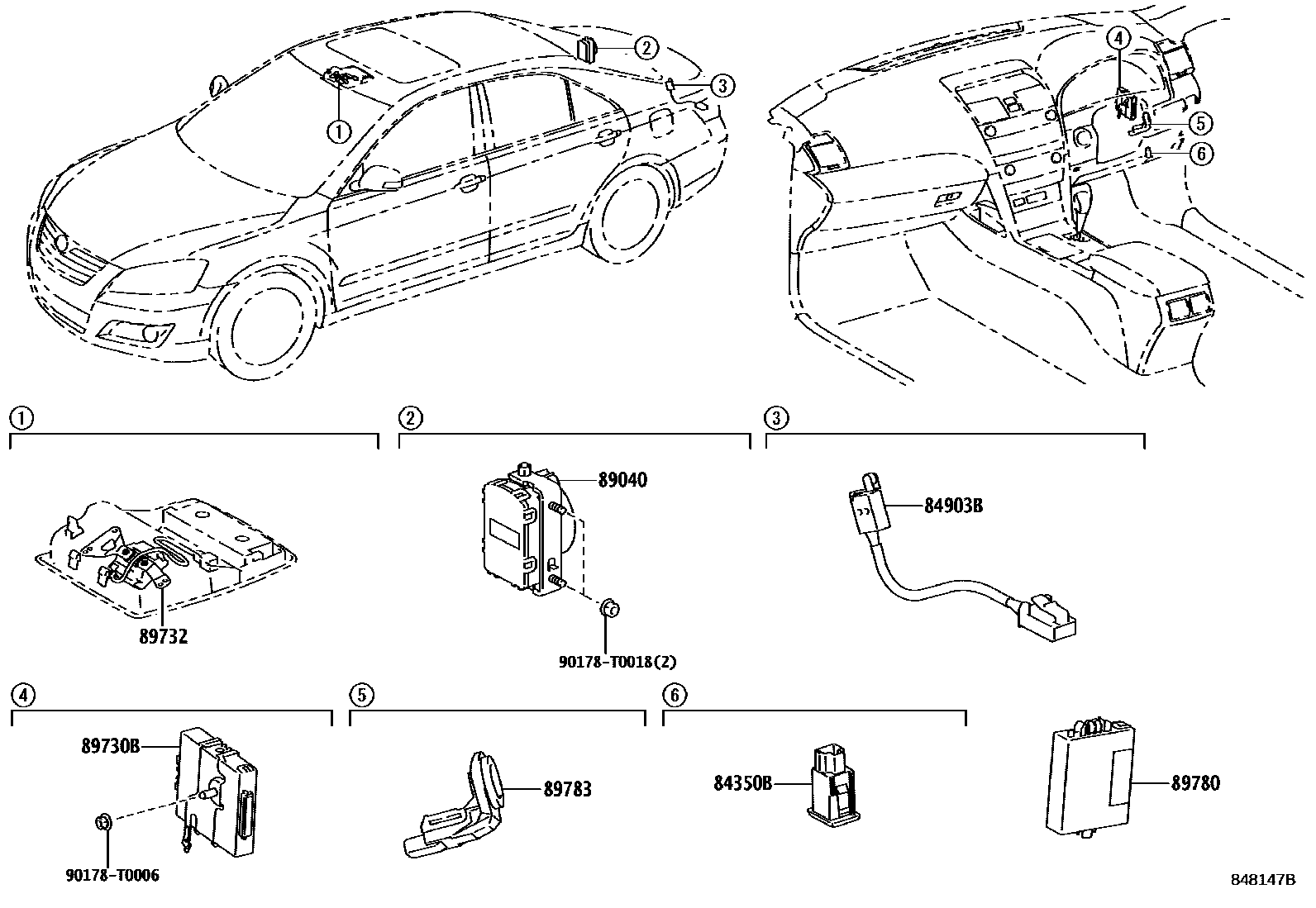 Toyota CAMRY 防盗装置 EPC diagram — 848147B