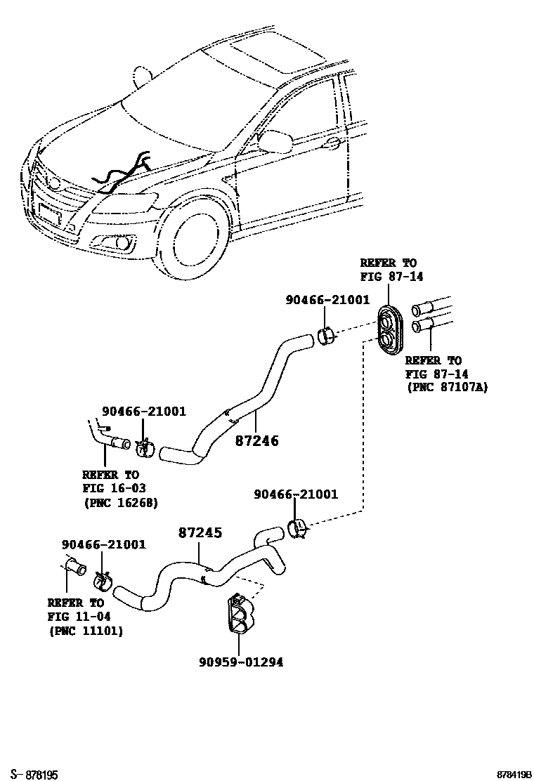 Toyota CAMRY 暖风和空调系统 - 水管 EPC diagram — 878419B
