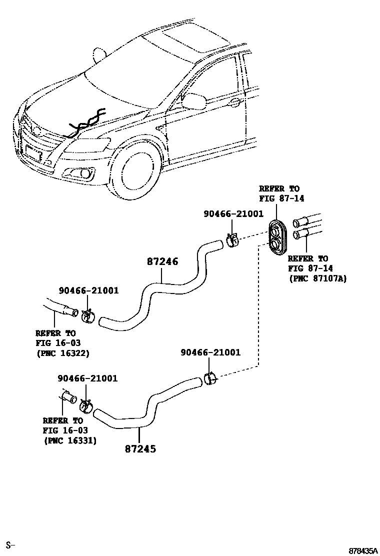 Toyota CAMRY 暖风和空调系统 - 水管 EPC diagram — 878435A