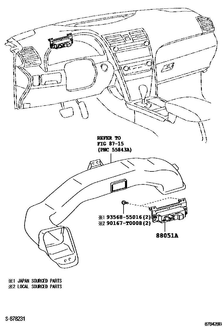 Toyota CAMRY 空气净化器或离子发生器 EPC diagram — 878428B