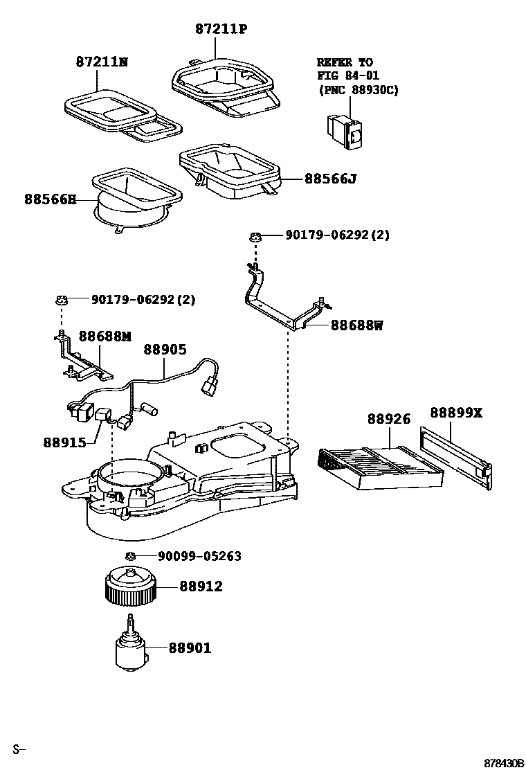 Toyota CAMRY 空气净化器或离子发生器 EPC diagram — 878430B