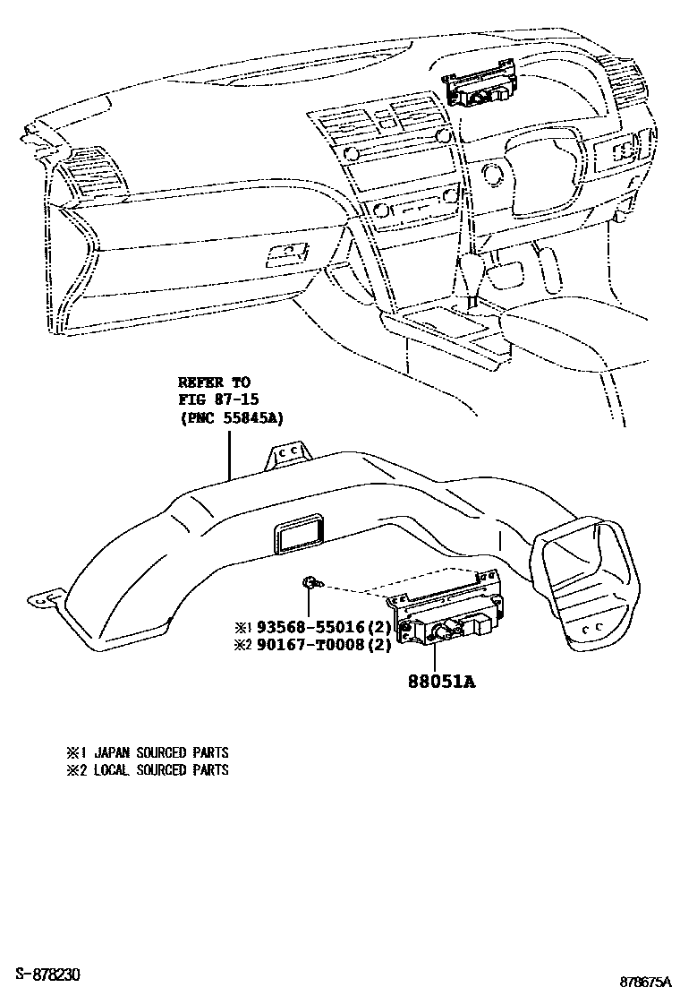 Toyota CAMRY 空气净化器或离子发生器 EPC diagram — 878675A