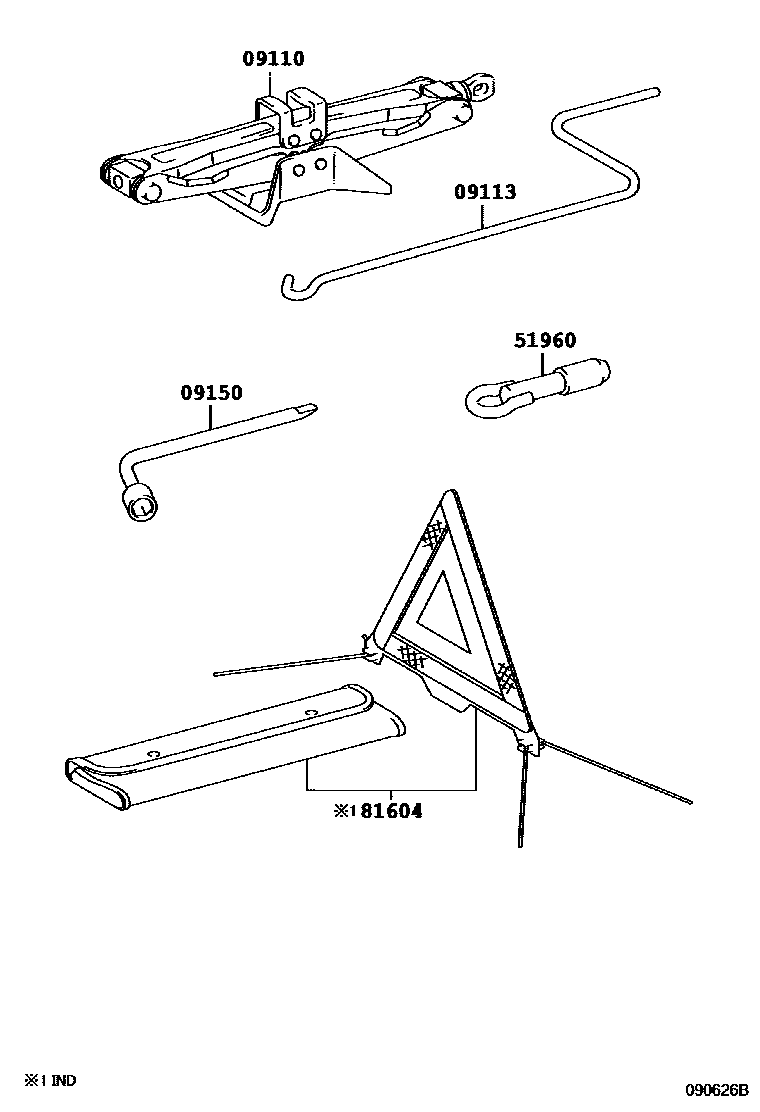 Toyota CAMRY Standard Tools EPC diagram — 090626B