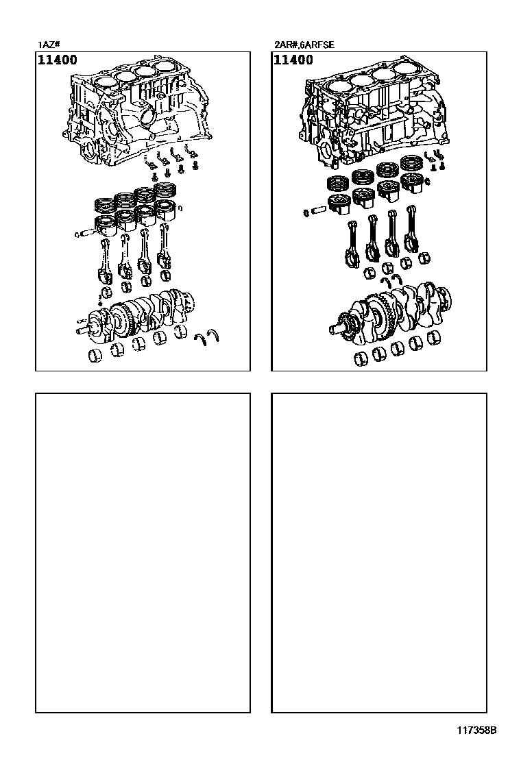 Toyota CAMRY Short Block Assembly EPC diagram — 117358B