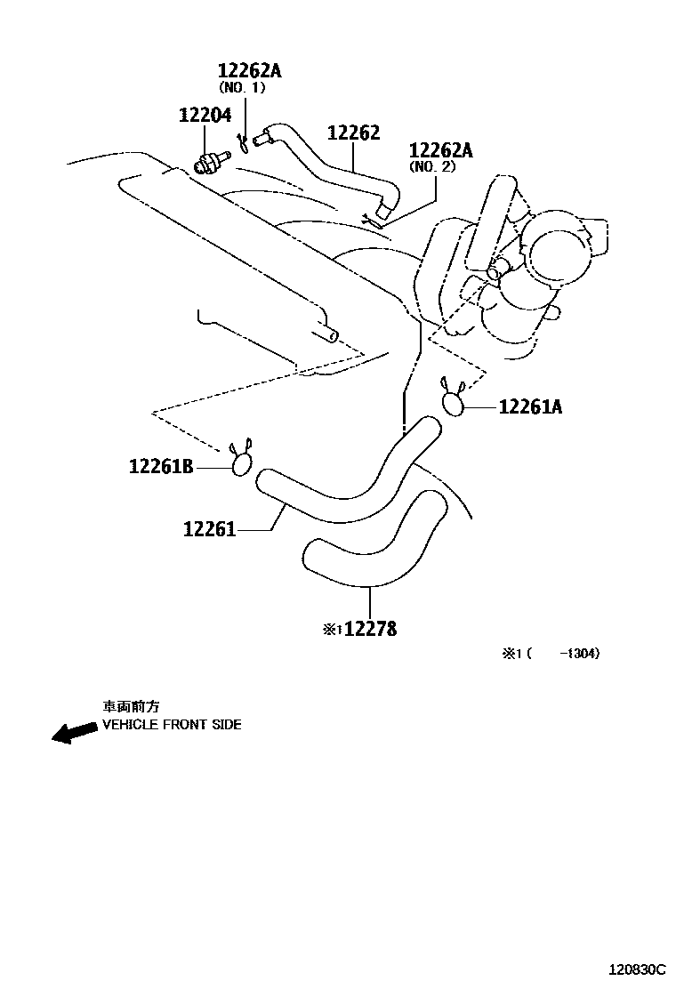 Toyota CAMRY Ventilation Hose EPC diagram — 120830C