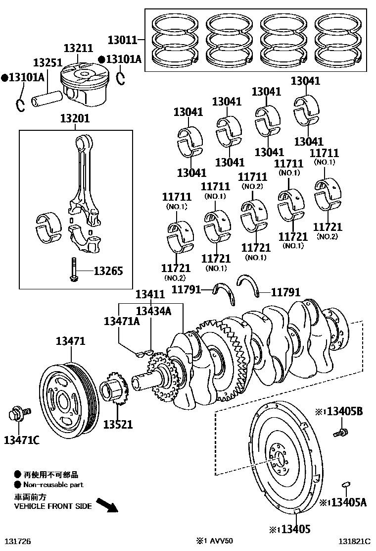 Toyota CAMRY Crankshaft & Piston EPC diagram — 131821C