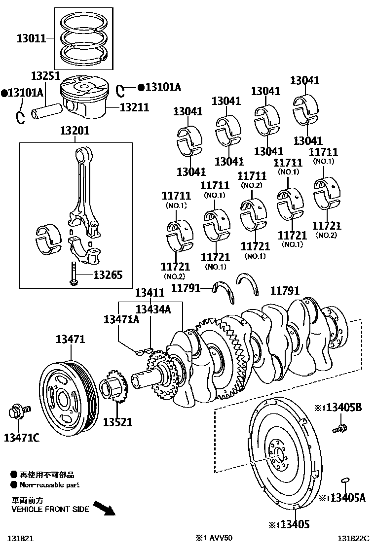Toyota CAMRY Crankshaft & Piston EPC diagram — 131822C