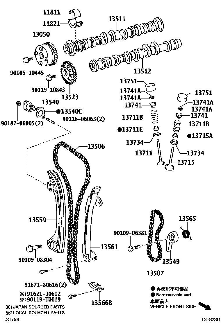 Toyota CAMRY Camshaft & Valve EPC diagram — 131823D