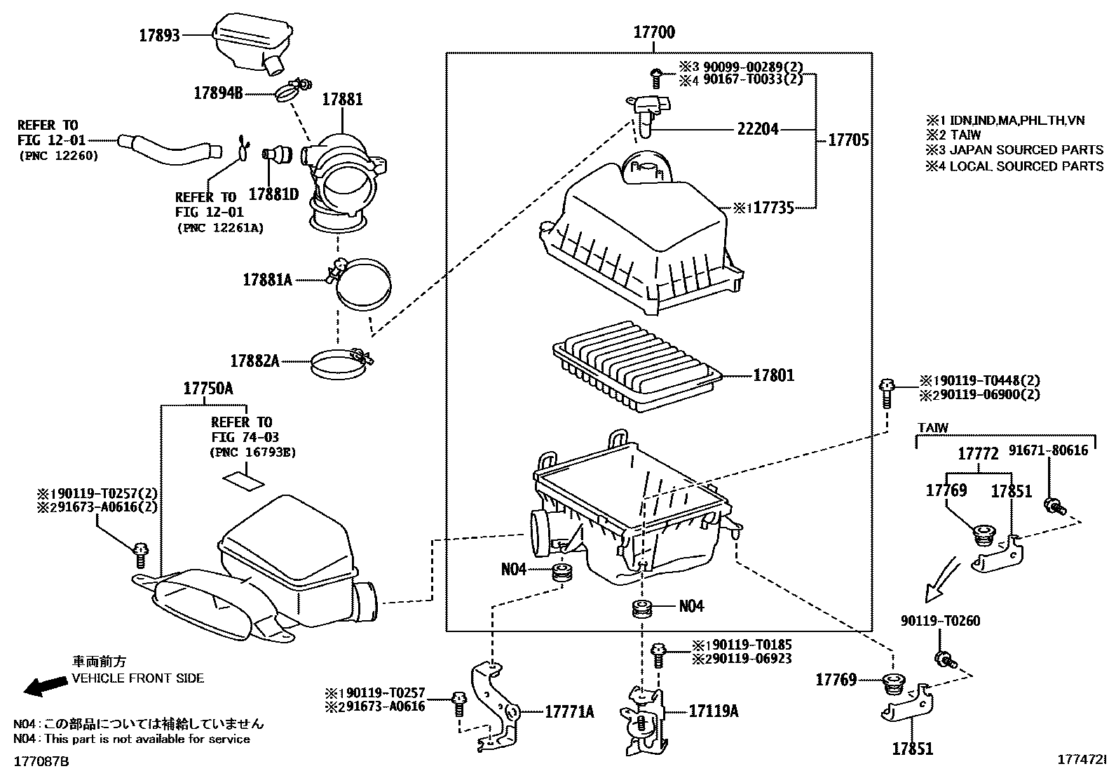 Toyota CAMRY Air Cleaner EPC diagram — 177472I