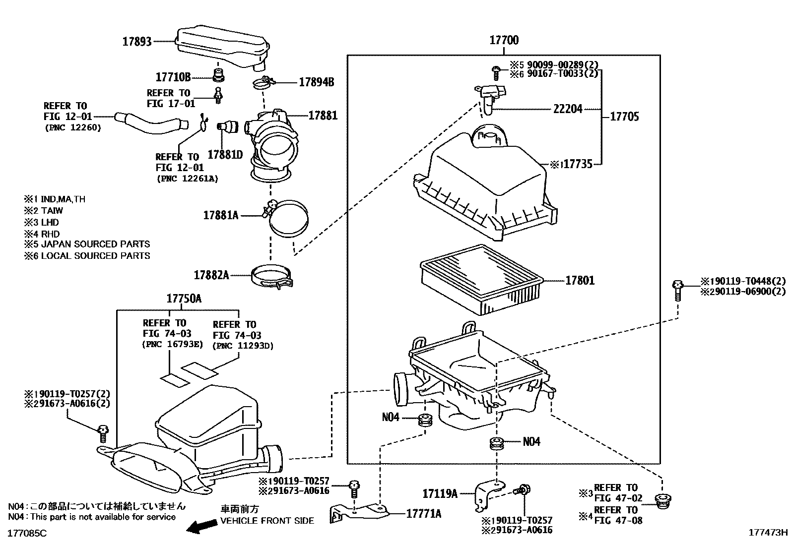 Toyota CAMRY Air Cleaner EPC diagram — 177473H