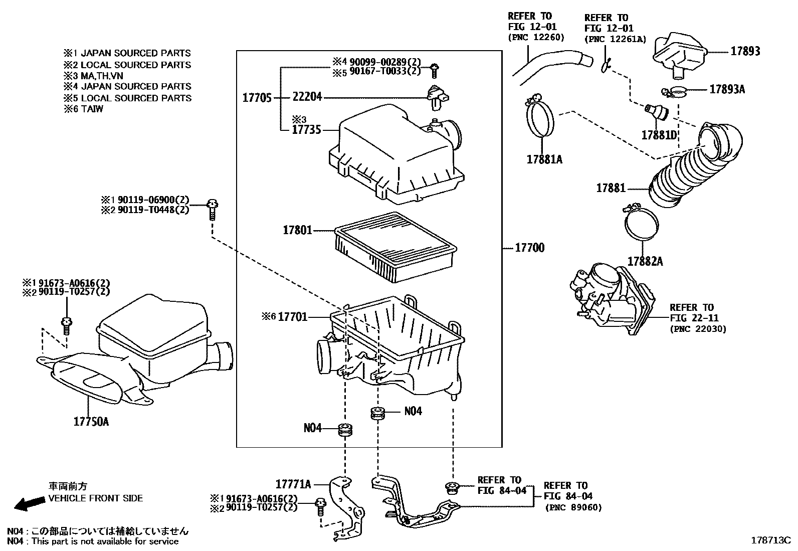 Toyota CAMRY Air Cleaner EPC diagram — 178713C