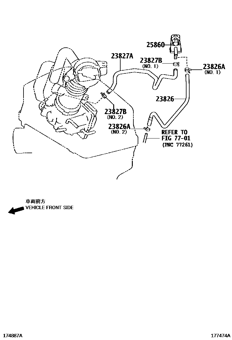 Toyota CAMRY vacuum tube EPC diagram — 177474A