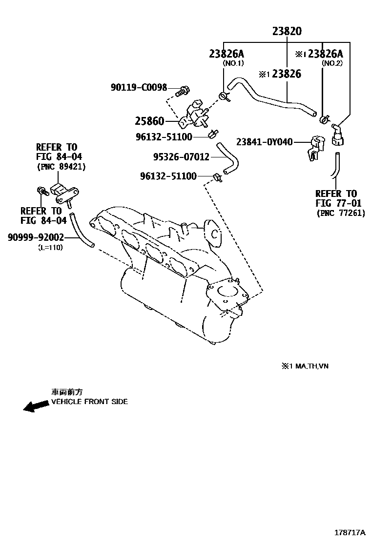 Toyota CAMRY vacuum tube EPC diagram — 178717A