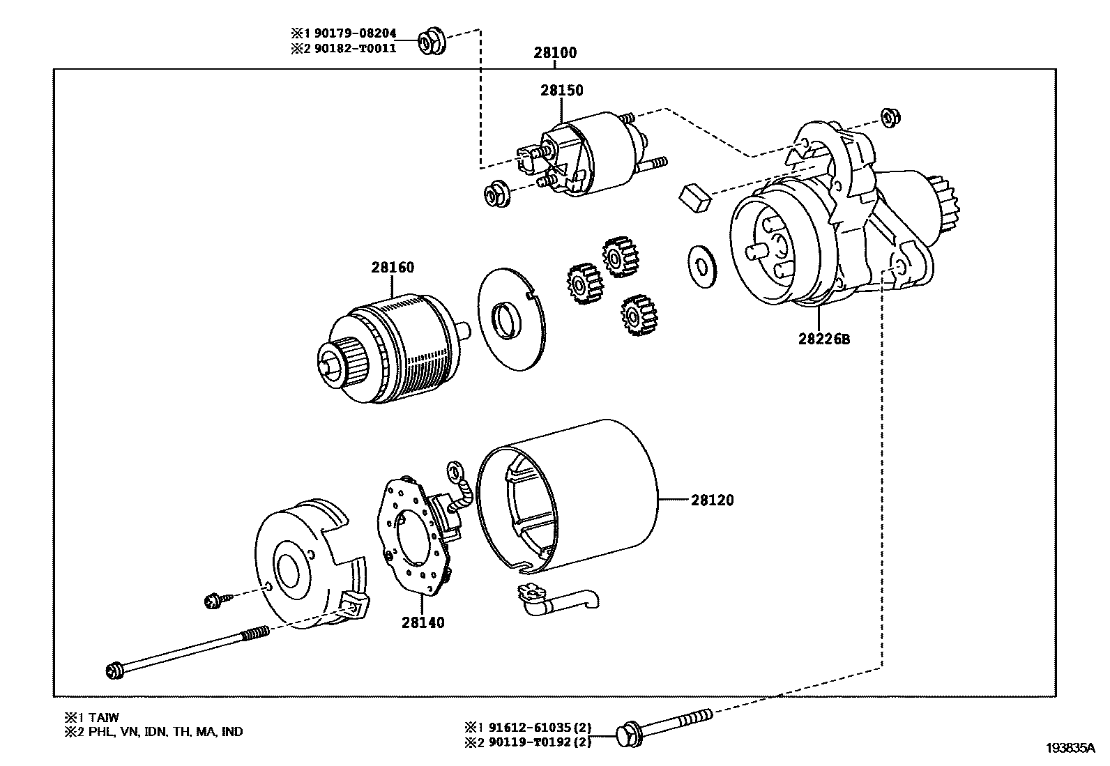 Toyota CAMRY 起动机 EPC diagram — 193835A
