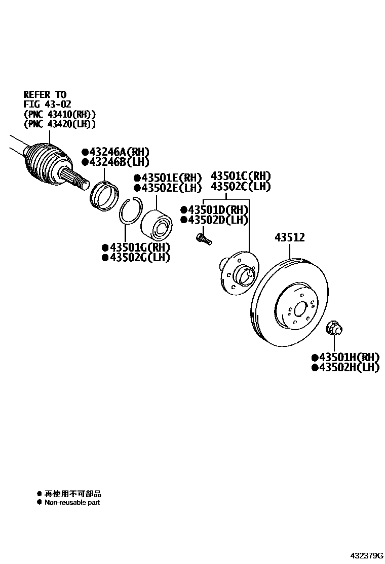 Toyota CAMRY Front Axle Hub EPC diagram — 432379G