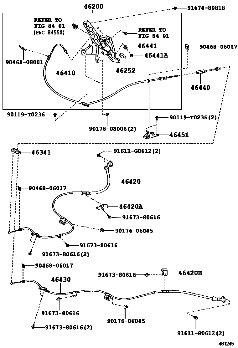 Toyota CAMRY Parking Brake & Cable EPC diagram — 461245