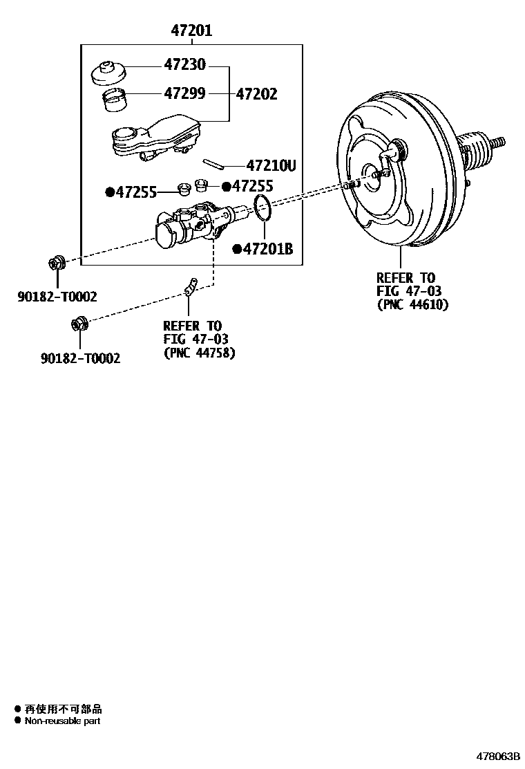 Toyota CAMRY 制动总泵 EPC diagram — 478063B