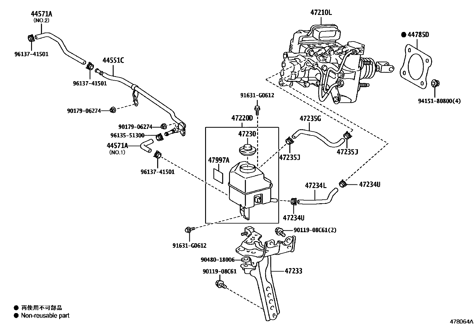Toyota CAMRY 制动总泵 EPC diagram — 478064A