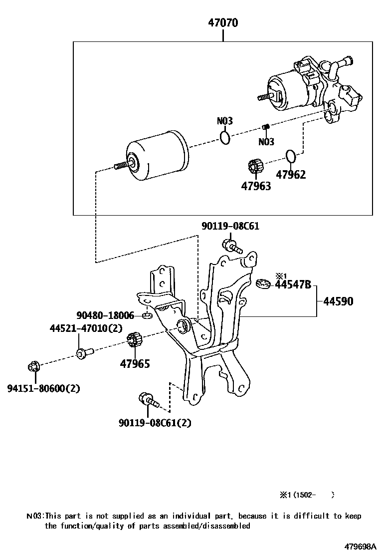 Toyota CAMRY 制动配管和卡箍 EPC diagram — 479698A