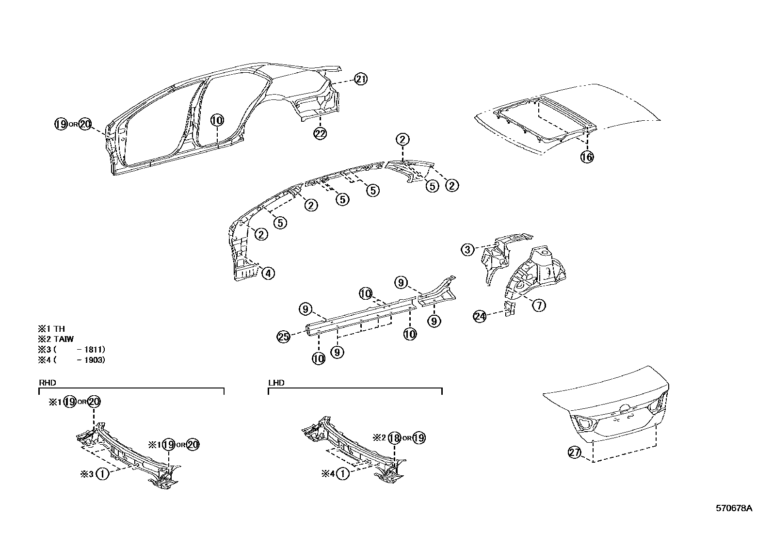 Toyota CAMRY hole plug EPC diagram — 570678A