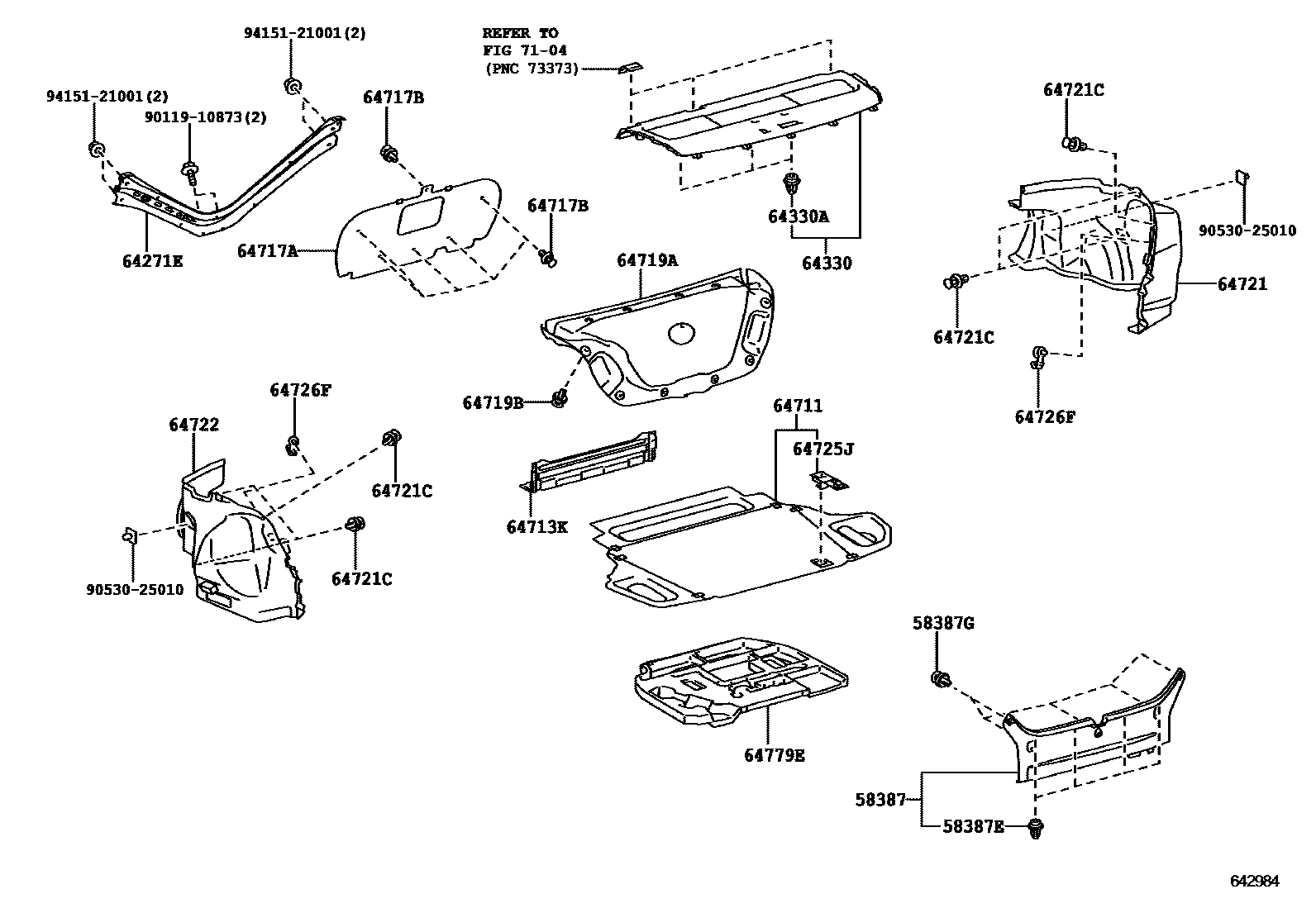 Toyota CAMRY 杂物箱板和行李箱垫 EPC diagram — 642984