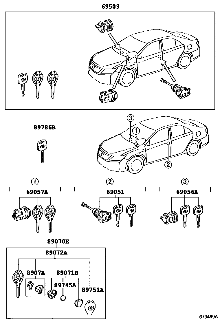 Toyota CAMRY 锁芯组件 EPC diagram — 679489A