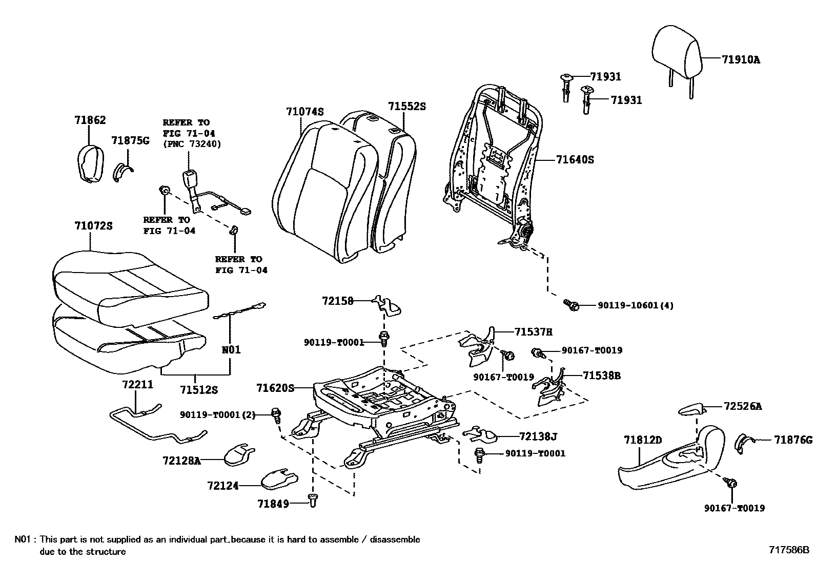 Toyota CAMRY 前排座椅和座椅滑轨 EPC diagram — 717586B