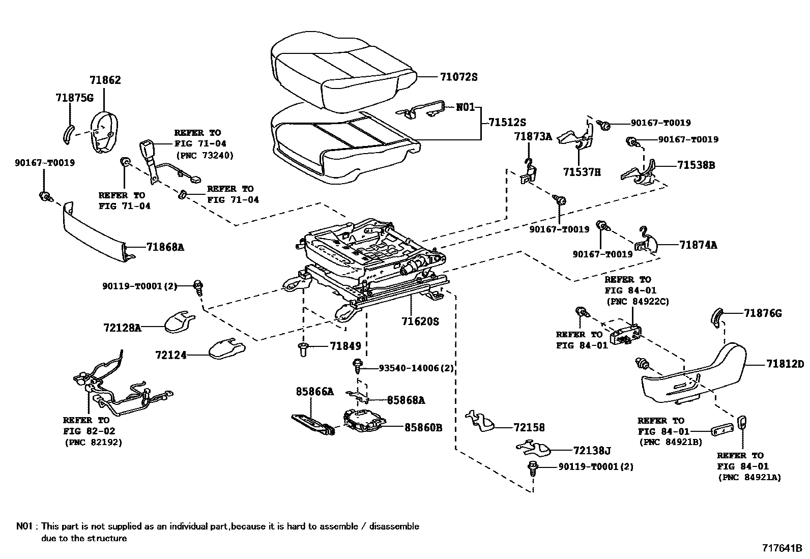 Toyota CAMRY 前排座椅和座椅滑轨 EPC diagram — 717641B
