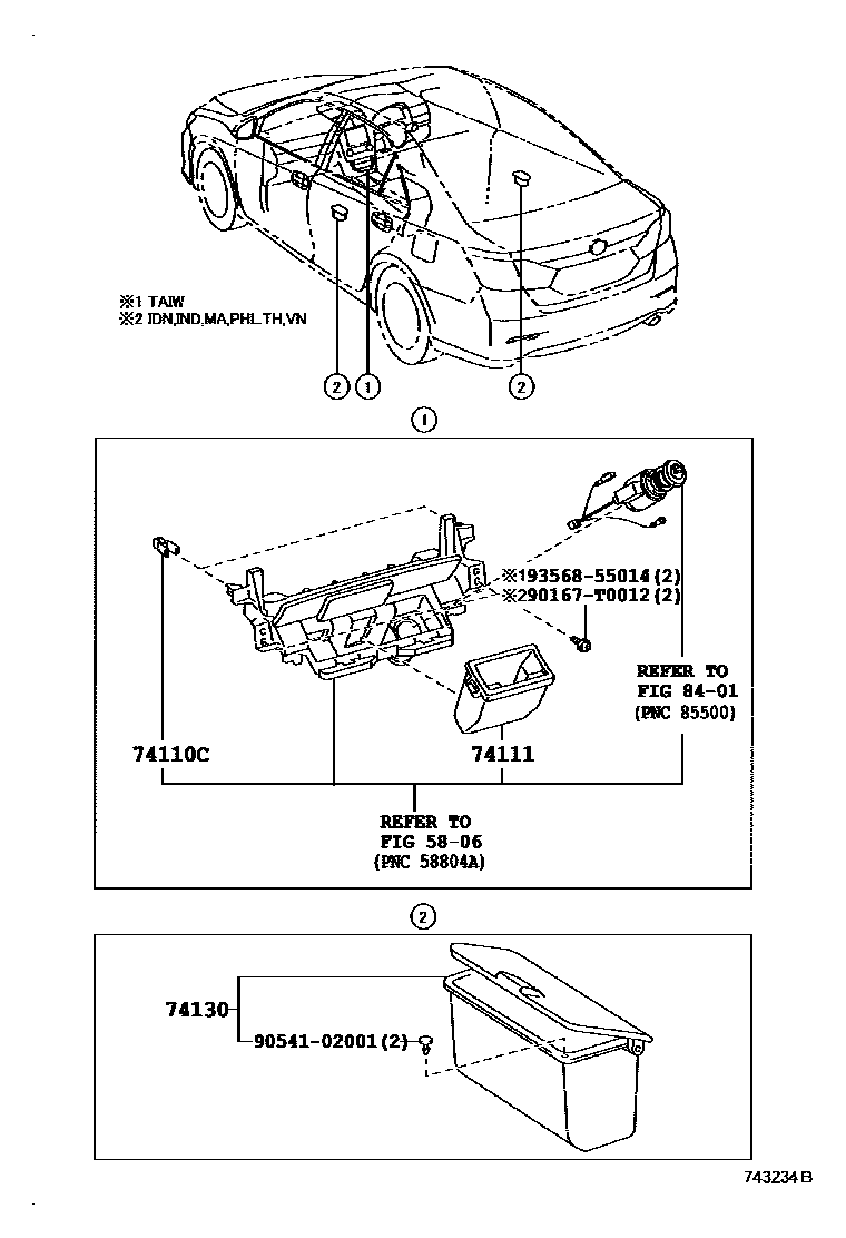 Toyota CAMRY 烟灰盒 EPC diagram — 743234B