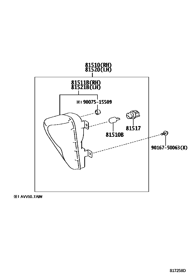Toyota CAMRY 前转向灯 EPC diagram — 817258D