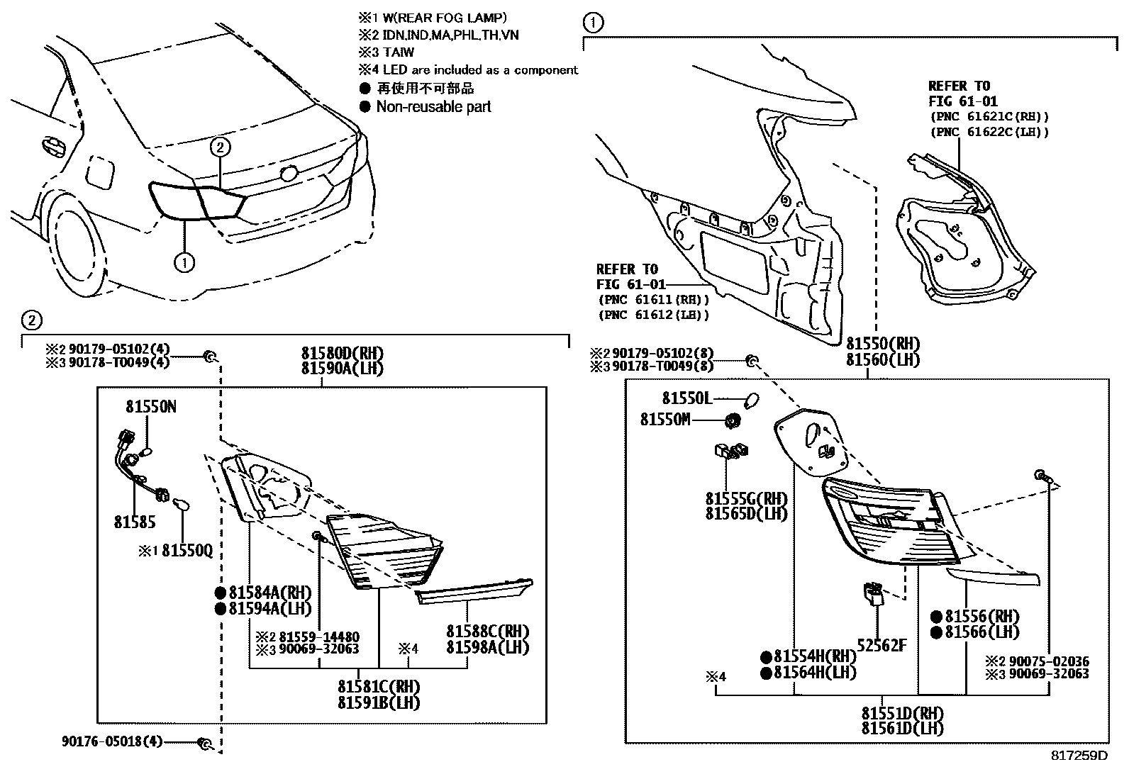 Toyota CAMRY 后组合灯 EPC diagram — 817259D