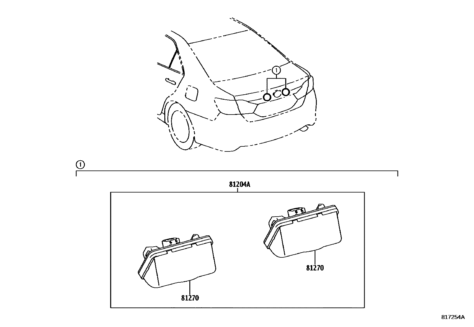Toyota CAMRY 后牌照灯 EPC diagram — 817254A