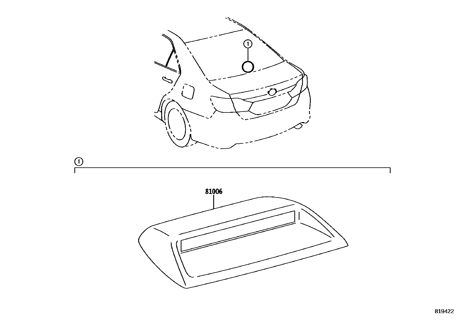 Toyota CAMRY 高位刹车灯 EPC diagram — 819422