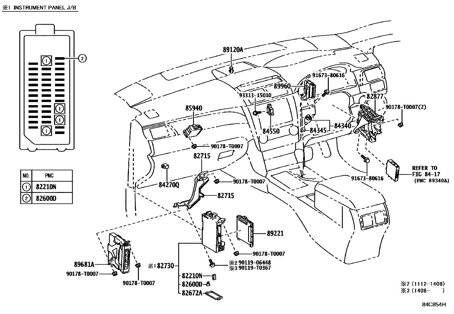 Toyota CAMRY 开关和继电器和ECU EPC diagram — 84C854H