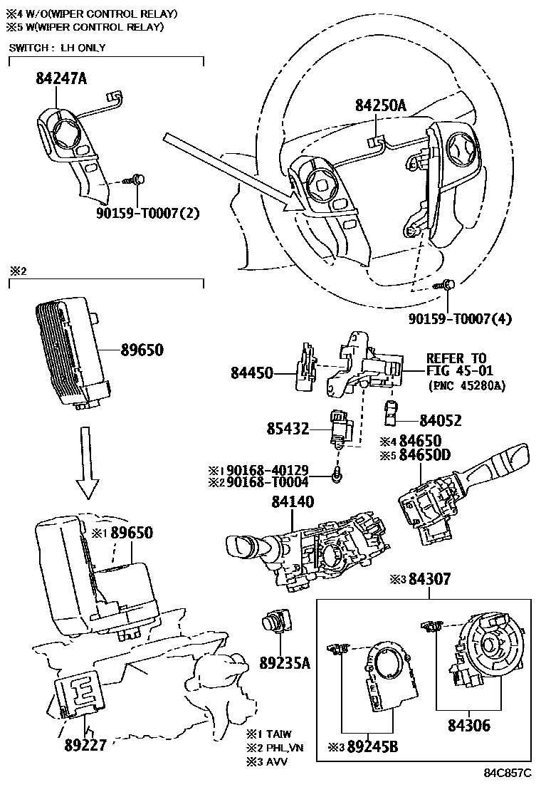 Toyota CAMRY 开关和继电器和ECU EPC diagram — 84C857C
