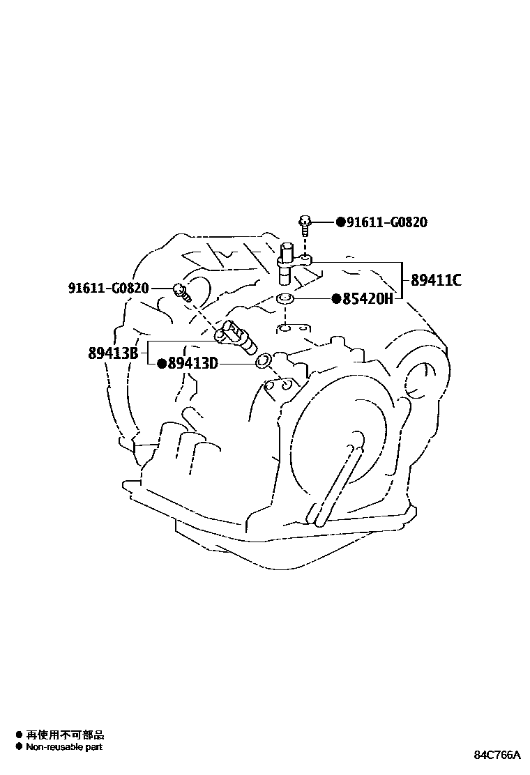 Toyota CAMRY 超速档和电子控制变速器 EPC diagram — 84C766A