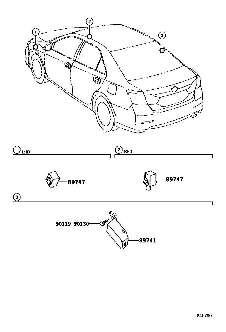 Toyota CAMRY 遥控门锁 EPC diagram — 84F790