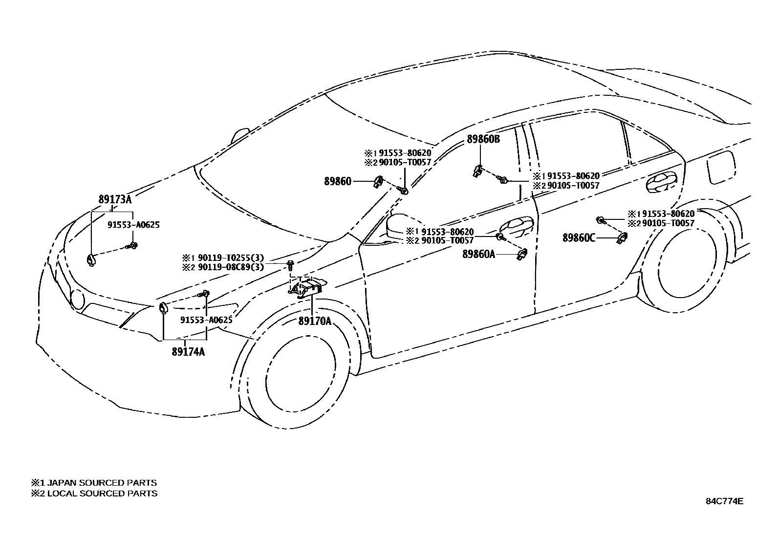 Toyota CAMRY 空气囊 EPC diagram — 84C774E