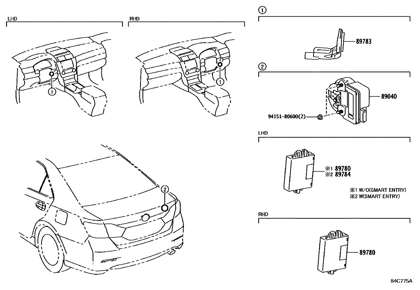 Toyota CAMRY 防盗装置 EPC diagram — 84C775A