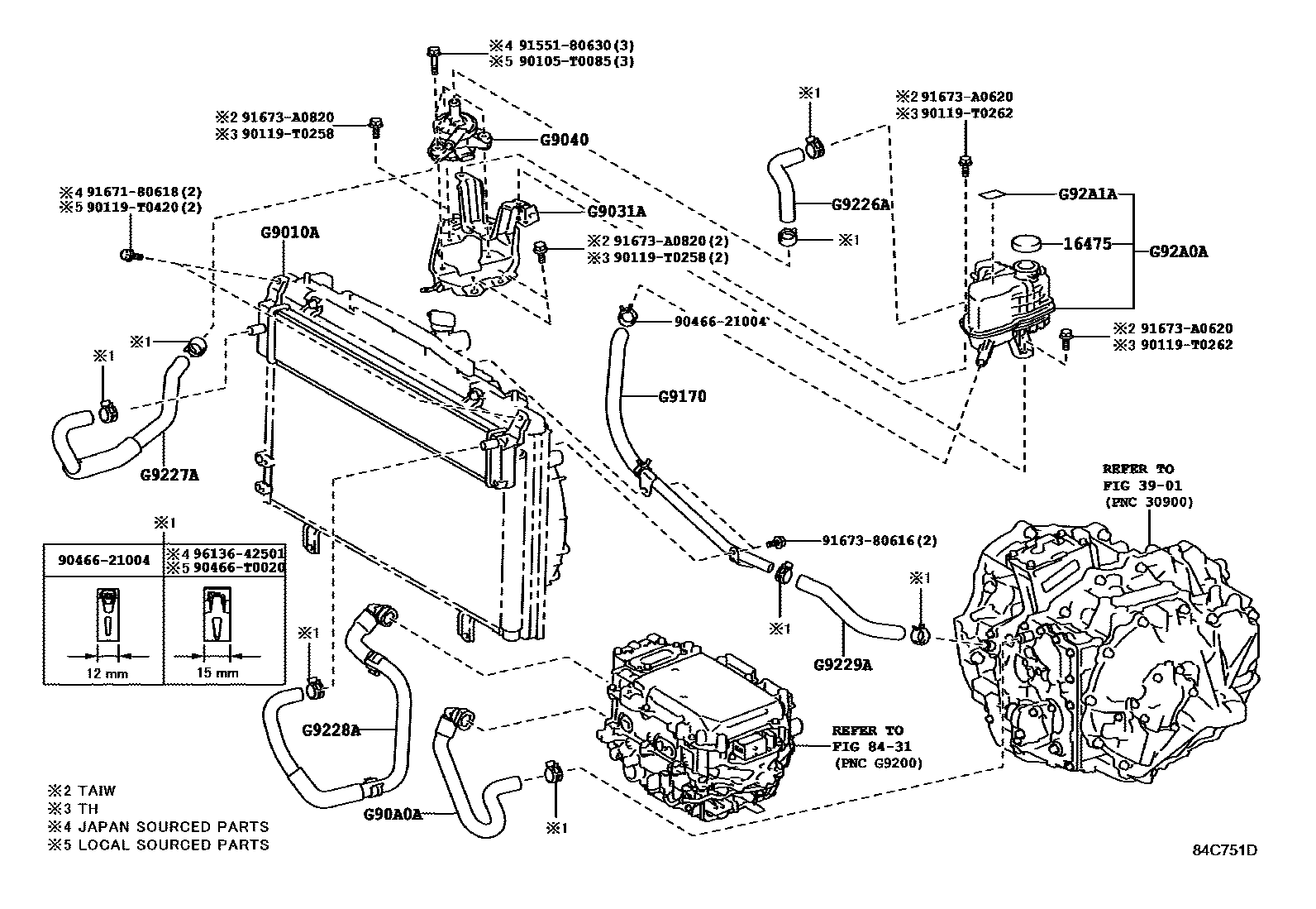 Toyota CAMRY 逆变器冷却系统 EPC diagram — 84C751D