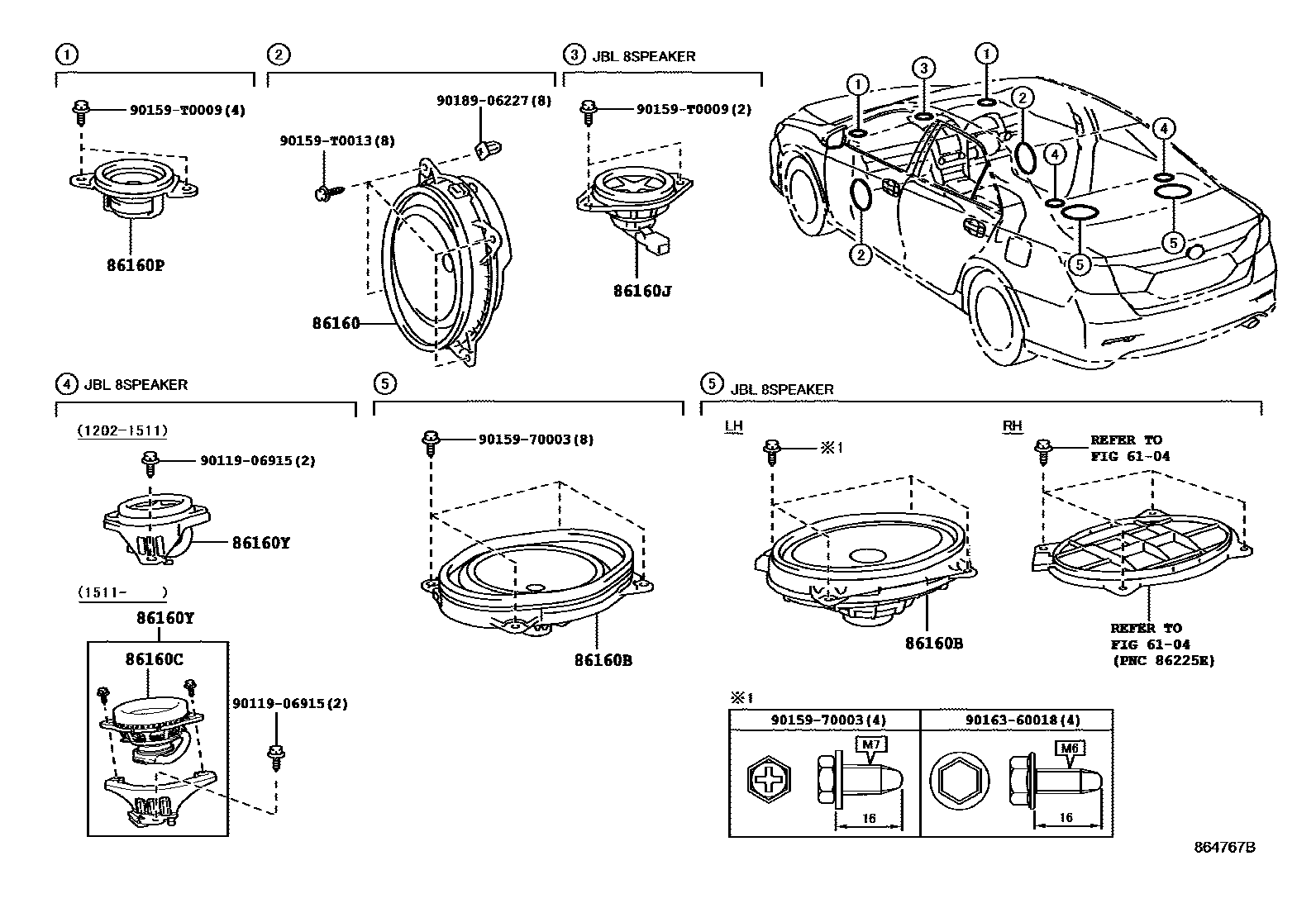 Toyota CAMRY 扬声器 EPC diagram — 864767B